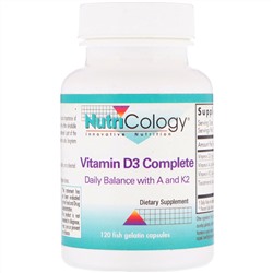 Nutricology, Комплекс с витамином D3, 120 капсул из рыбьего желатина