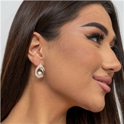 Серьги ювелирная бижутерия коллекция "Дубай" покрытие: позолота, вставка: жемчуг, 51007, арт.216.103