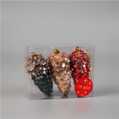 Ёлочные игрушки 3 шт. «Шишка Коул» 12×4 см, микс