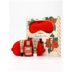 Новогодний подарочный набор косметики: гель для душа, крем для рук, бальзам для губ, маска для сна, URAL LAB