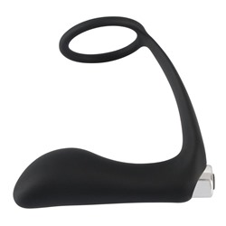 Черное эрекционное кольцо с анальной вибропробкой Vibrating Ring   Plug