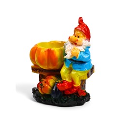 Фигурное кашпо для цветов «Гном с тыквой», 40×31×20 см, гипс