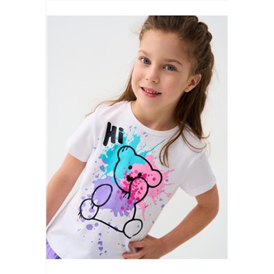 Комплект трикотажный для девочек: фуфайка (футболка), юбка-шорты PLAYTODAY, 1240016