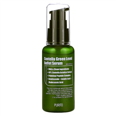 Purito, Centella Green Level Buffet Serum, питательная сыворотка с готу колой, 60 мл (2 жидк. унции)