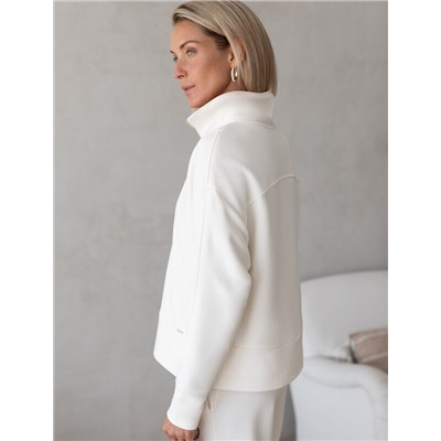 Джемпер с воротом на молнии из премиального футера двухнитки с эластаном