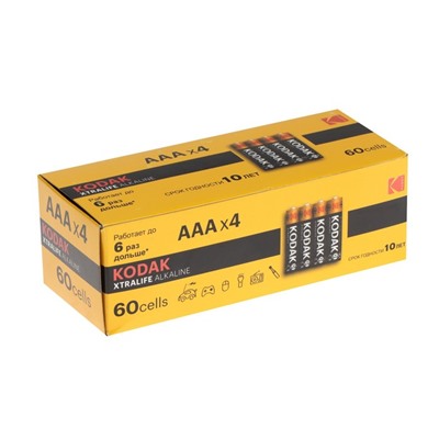 Батарейка алкалиновая Kodak Xtralife, AAA, LR03-60BOX, 1.5В, бокс, 60 шт.