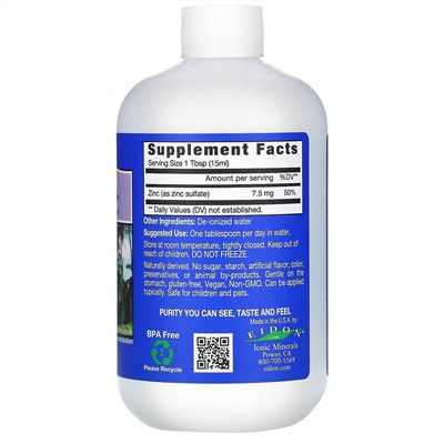 Eidon Mineral Supplements, цинк, 533 мл (18 унций)