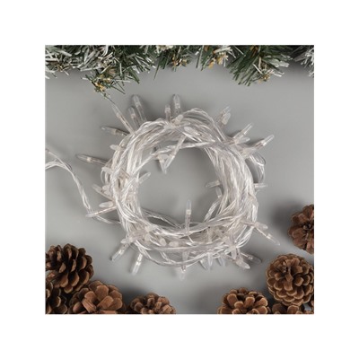 Гирлянда «Нить» 10 м с насадками «Игла», IP20, прозрачная нить, 100 LED, свечение белое, 8 режимов, 220 В