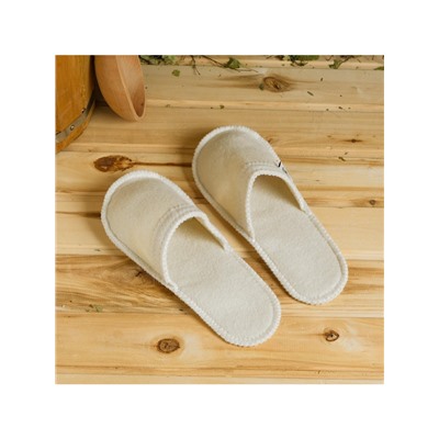 Тапочки для бани, полиэфир 70%, шерсть 30%, белые, «Добропаровъ»