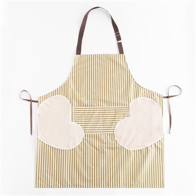 Фартук «Доляна», зелёный, в полоску, с карманами, 70×65 см