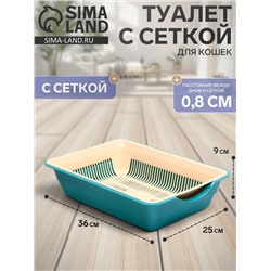 Туалет глубокий с сеткой 36×25×9 см, бирюзовый/бежевый