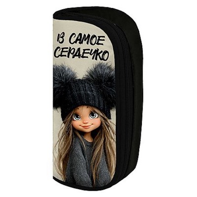 Пенал-косметичка 205х90х55 мм 72108 "ДЕВЧОНКА В ШАПКЕ" полиэстер Феникс