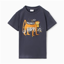 Футболка детская MINAKU: Exclusive print, графитовая, рост 110 см