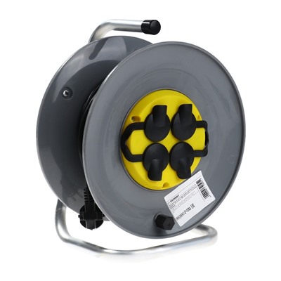 Удлинитель на катушке Luazon Lighting ECO, 4 розетки, 25 м, 10 А, ПВС 3×0.75 мм2, с заземлением, IP44