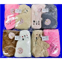 2 ПАРЫ - Подарочный набор носки-САПОЖКИ женские с мехом Мордочки ВЫСОКИЕ