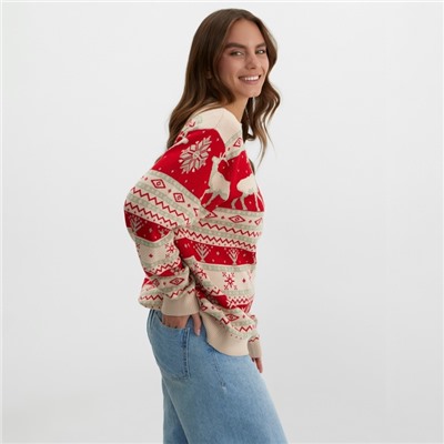 Свитер вязаный новогодний KAFTAN Scandinavia, размер 42, красный