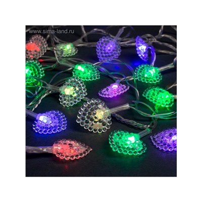 Гирлянда «Нить» 5 м с насадками «Сердце малое», IP20, прозрачная нить, 20 LED, свечение мульти (RG/RB), мигание, 220 В