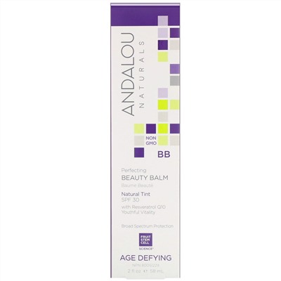 Andalou Naturals, BB-бальзам для совершенства и красоты, антивозрастное средство, солнцезащитный фактор SPF 30, телесный оттенок, 58 мл (2 жидк. унции)