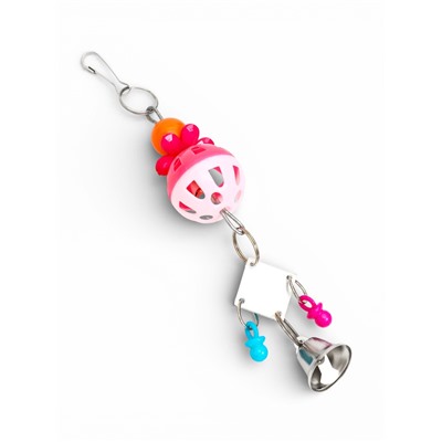 Игрушка для птиц «Дискотека», 19×4 см, с зеркалом и шариком, цвет МИКС