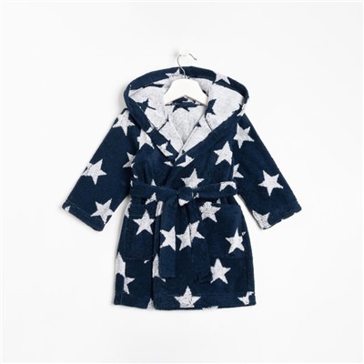 Халат махровый детский «Крошка Я. Звездочки», размер 28, синий