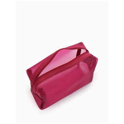 Косметичка женская Classic, полупрозрачная, на молнии, бордовая