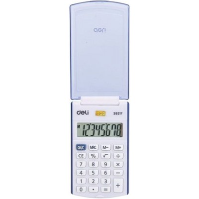 Калькулятор 8 разрядов E39217/BLUE 63х15х105 мм синий, карманный (1189192) Deli