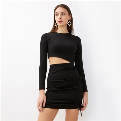 Платье с разрезом мини женское MIST, размер 48, чёрное