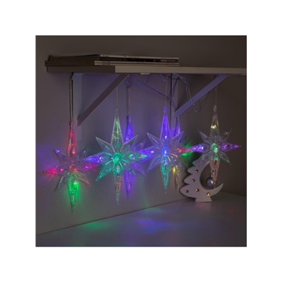 УЦЕНКА Гирлянда «Нить» 2 м с насадками «Полярная звезда», IP20, прозрачная нить, 30 LED, свечение мульти (RG/RB), мигание, 220 В