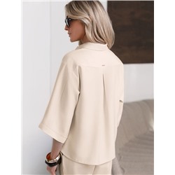 Блузка с широкими рукавами 3/4 из плотного лиоцелла