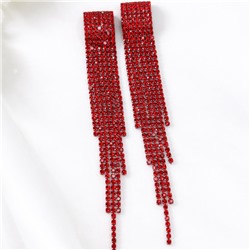 Серьги длинные висячие со стразами "Вечерние", цвет: красный, арт.012.013