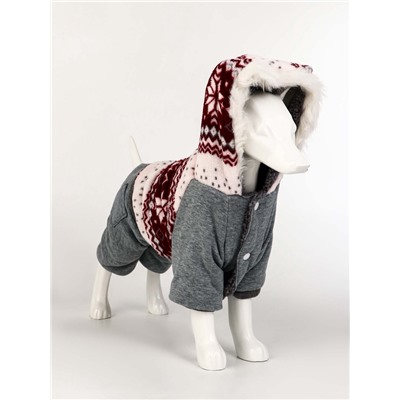 Комбинезон «Лапландия», с подкладом, размер S, ДС 25, ОГ 35, ОШ 25 см, серый, бордовый