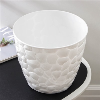 Горшок для цветов с поддоном «Камни», 8 л, пластиковый, белый