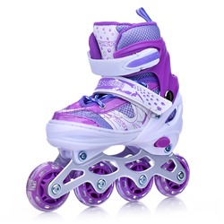 Ролики детские, размер M, фиолетовый (со шлемом и защитным снаряжением)