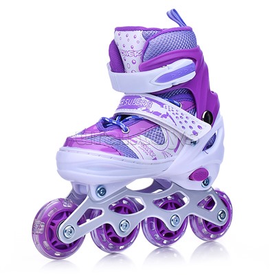 Ролики детские, размер M, фиолетовый (со шлемом и защитным снаряжением)