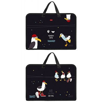 Папка для тетрадей пластиковая А4 на молнии с ручками 340х245х35 мм "Приключения чайки" (094450) 07094 Хатбер