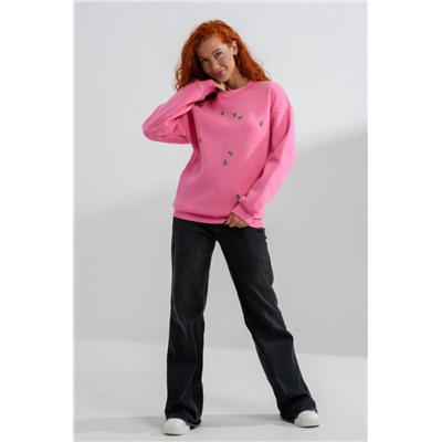 8569 женский свитшот оверсайз (Розовый_пчелы)