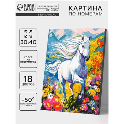 Картина по номерам на холсте «Белый конь» 30×40 см