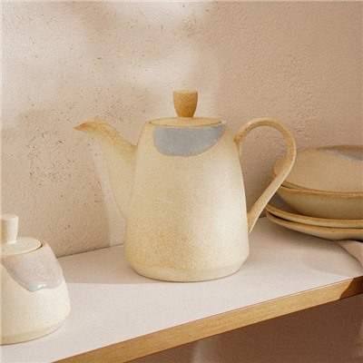 Заварочный чайник SL Home «Волны Сардинии», 1.3 л, 22.5×11×19 см, фарфор, бежевый