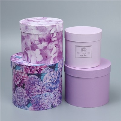 Набор коробок для цветов 4 в 1, упаковка подарочная, «Лаванда», 14×14×13 см - 20×20×17.5 см