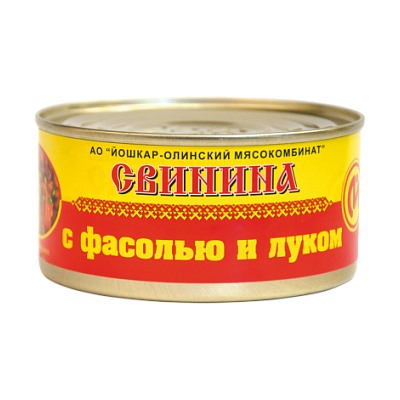 Консервы мясные Свинина с фасолью и луком №8, 325 г