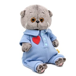 Мягкая игрушка «Кот Басик BABY» в голубом комбинезоне с сердечком, 20 см