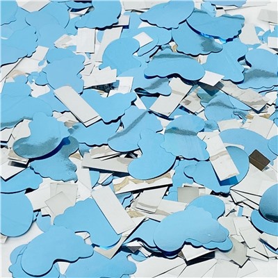 Пневмохлопушка CM015 Blue "Бэби-бум" / Baby Boom для Гендер Пати (Gender Party) (мальчик, конфетти, фольга) 30см