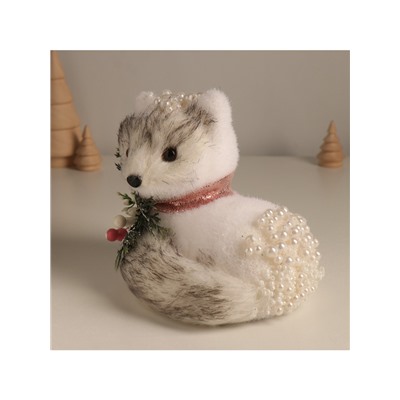 Фигурка «Белая лисичка в бусинках», 15×17×13 см