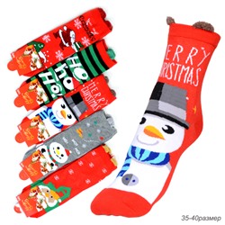 Носки р. 35-40 Новый год / L824 /уп 10/1200/ ОДНА ПАРА/ МАРКА