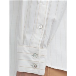 Блузка в полоску свободного силуэта с карманом из хлопка с добавлением льна