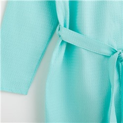 Халат вафельный женский удлинённый Экономь и Я размер 42-44, цвет небесный, 100% хлопок, 200 г/м²