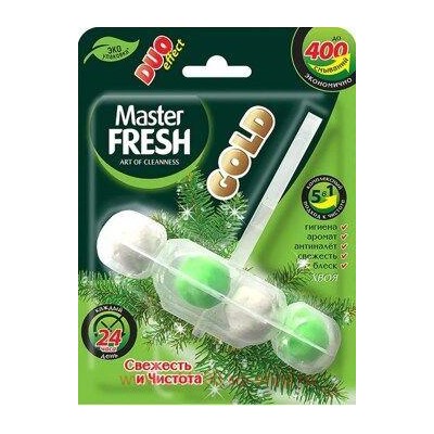 MASTER FRESH Блок подвесной для унитаза 1шт ХВОЯ 5в1 GOLD DUO EFFECT 2086