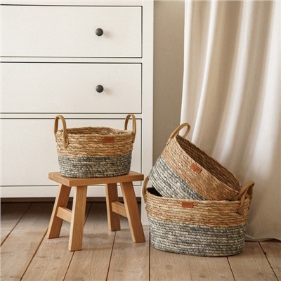 Корзины для хранения SL Home, плетёные, ручной работы, 3 шт., 33×23×16 см, 35×25×25 см, 35×25×25 см