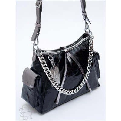 Сумка женская кожаная 2096Y black silver Polina&Eiterou  в Новосибирске