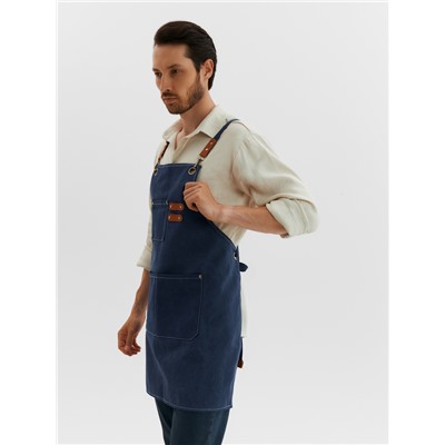 Фартук Этель с карманами, синий, 75×68 см, п/э 50%, хлопок 50%